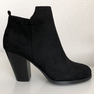 Call It Spring black faux suede booties